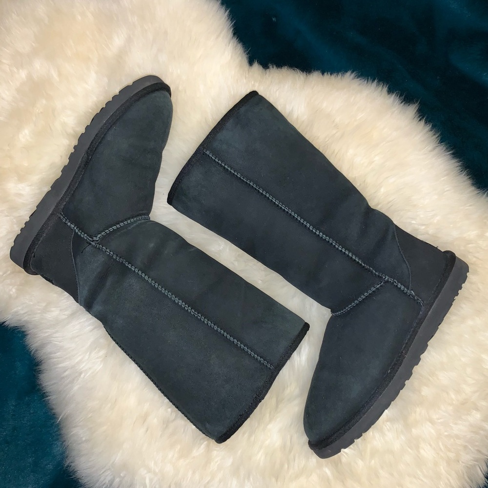 UGG Tall Classic Black Suede Winter Boots